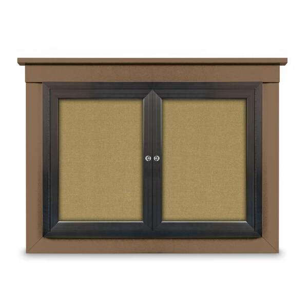 72"x36" 3-Door Enclosed Outdoor Letterboard, Hdr, Grey Felt/Black